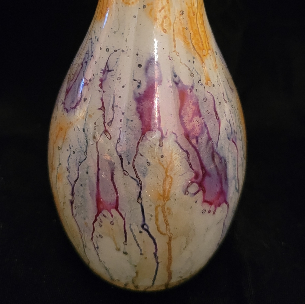 ART GLASS VINTAGE VASE. Handpainted in Israel. - Picture 2 of 5